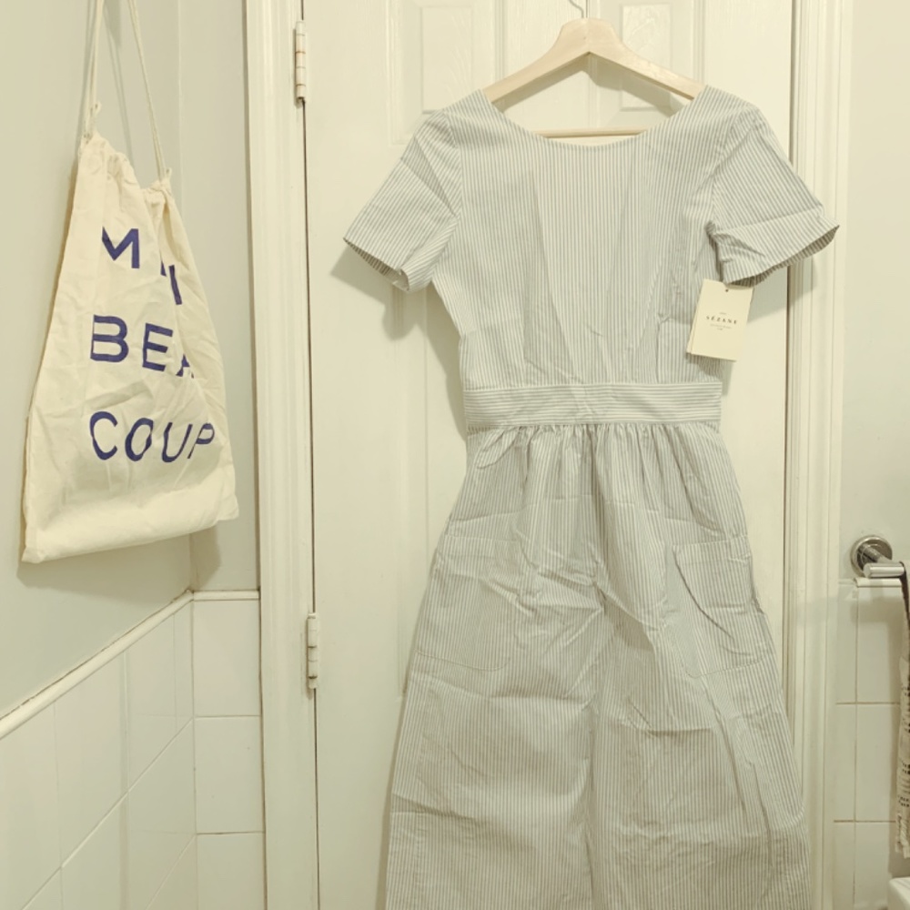 Sezane Odalie Seersucker Dress - size 34/2 - Picture 4 of 4